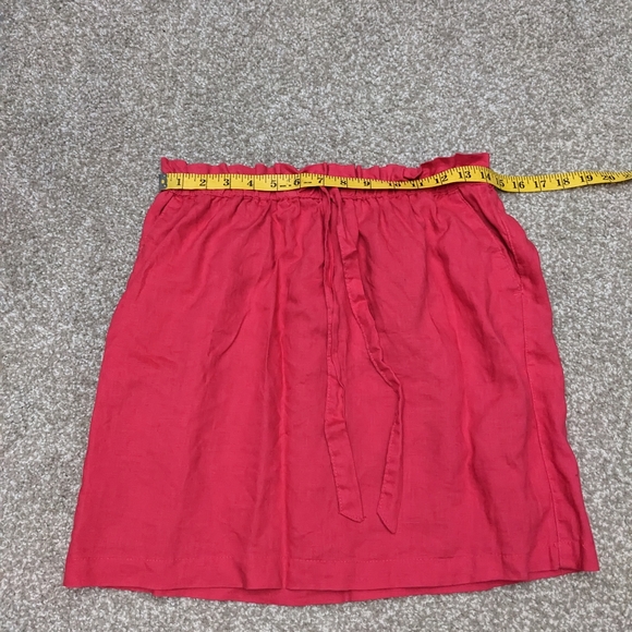 Kenar 100% linen paperbag mini skirt with pocket hot pink - Picture 9 of 10